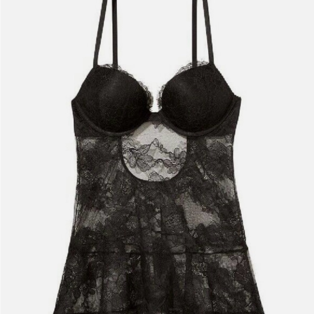 VS Bombshell Add-2-Cups Lace Babydoll Slip S